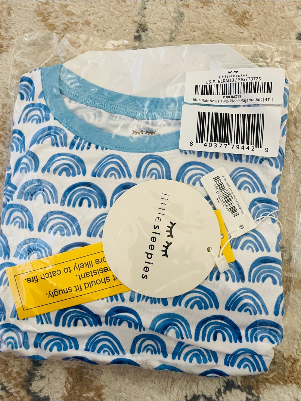 Little Sleepies Blue Rainbow Kids Pajama Set NWT 4T